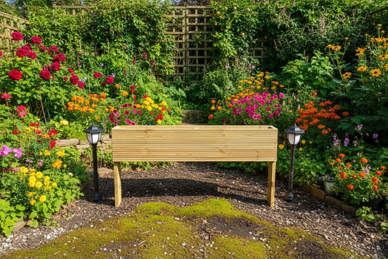 Extra deep 60cm high Raised wooden decking planter