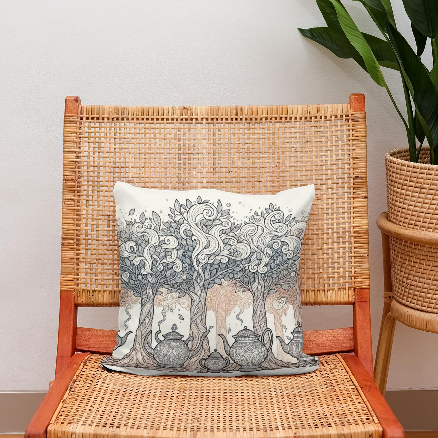 Teapot Forest Cotton Cushion
