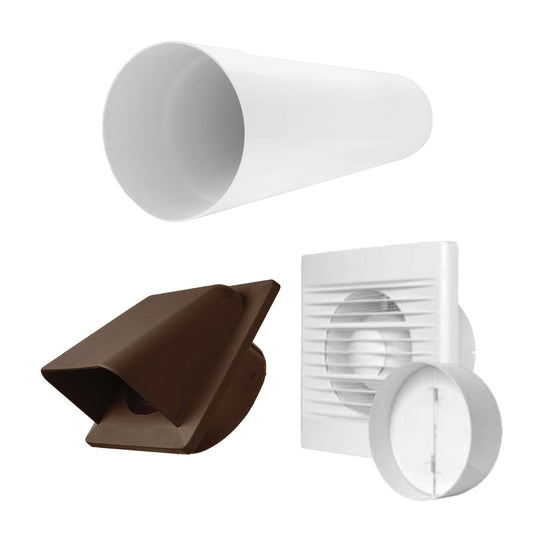 Through Wall Ventilation Kit - STYL Fan with Timer and Brown External Vent