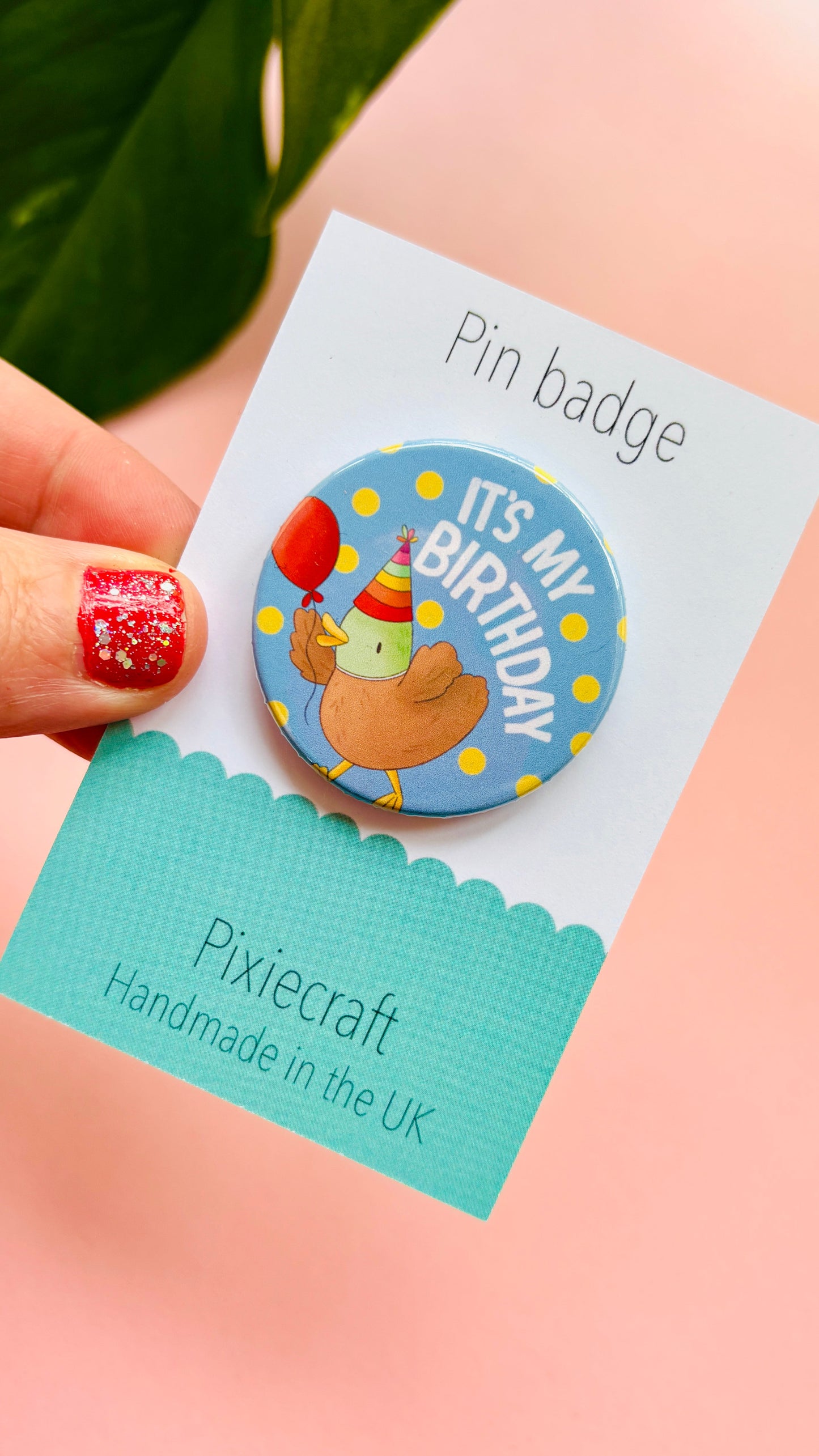 Cute Duck Birthday Badge- Handmade Birthday Pin
