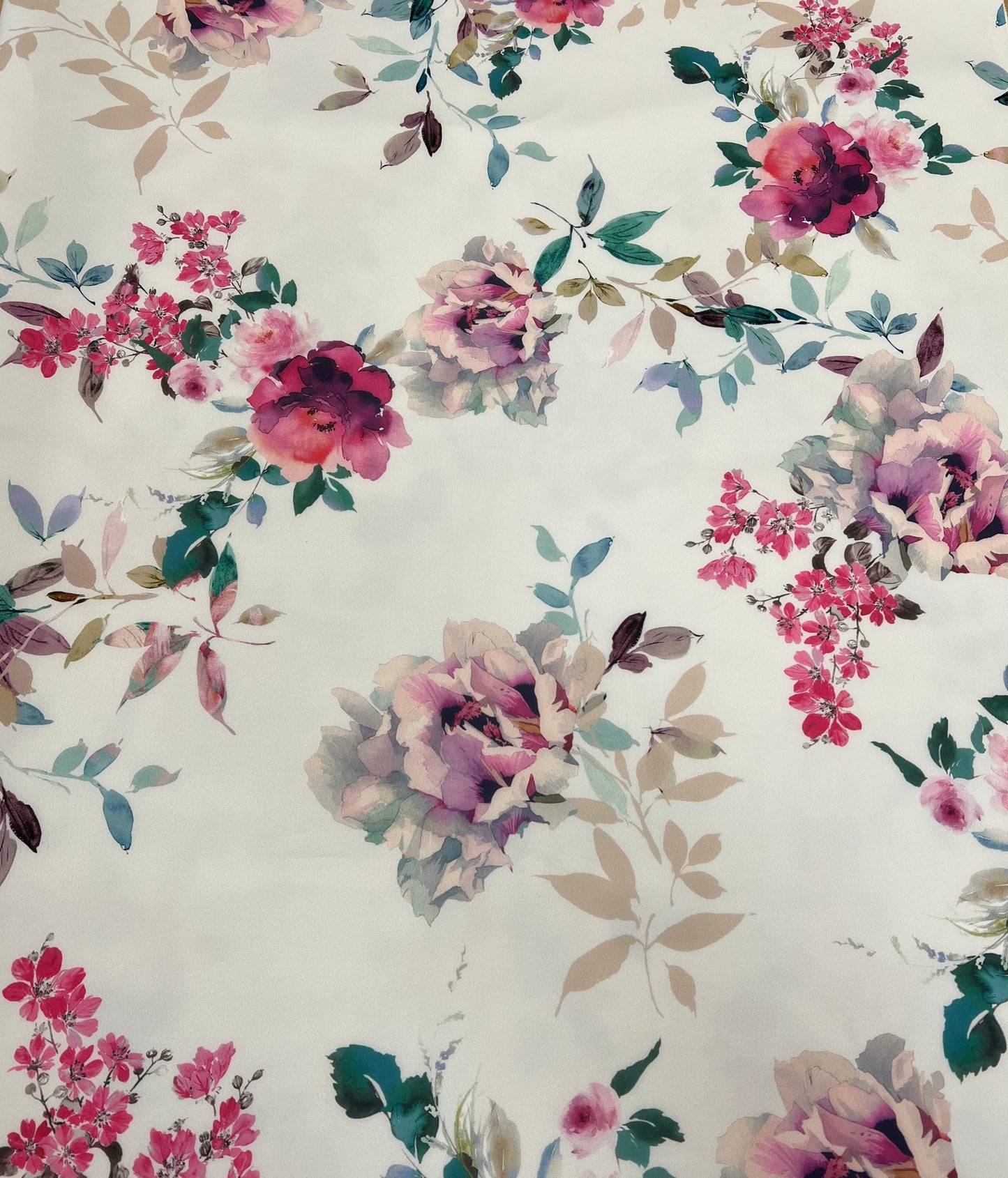 Pink Lilac Floral Scuba Foam 3D Mono Jersey Fabric 2 Way Stretch
