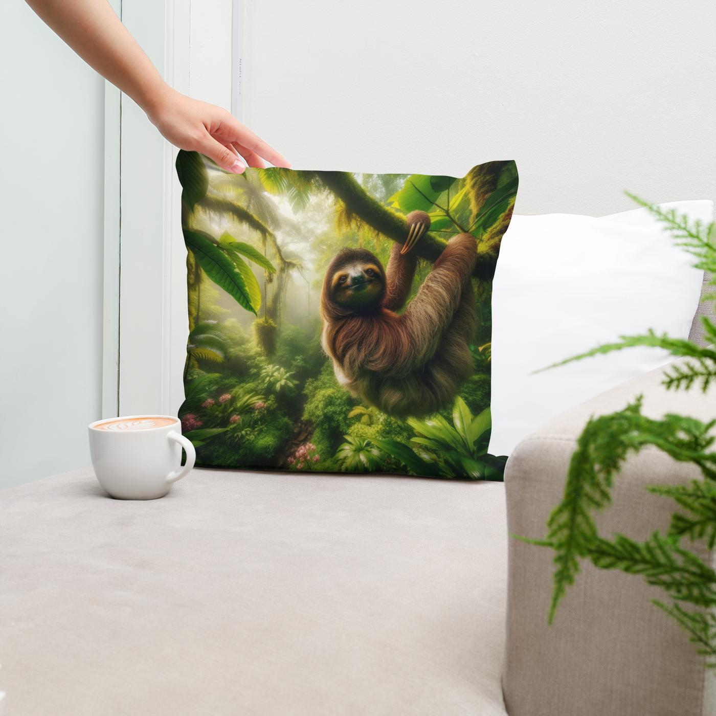 Tropical Sloth Cotton Cushion