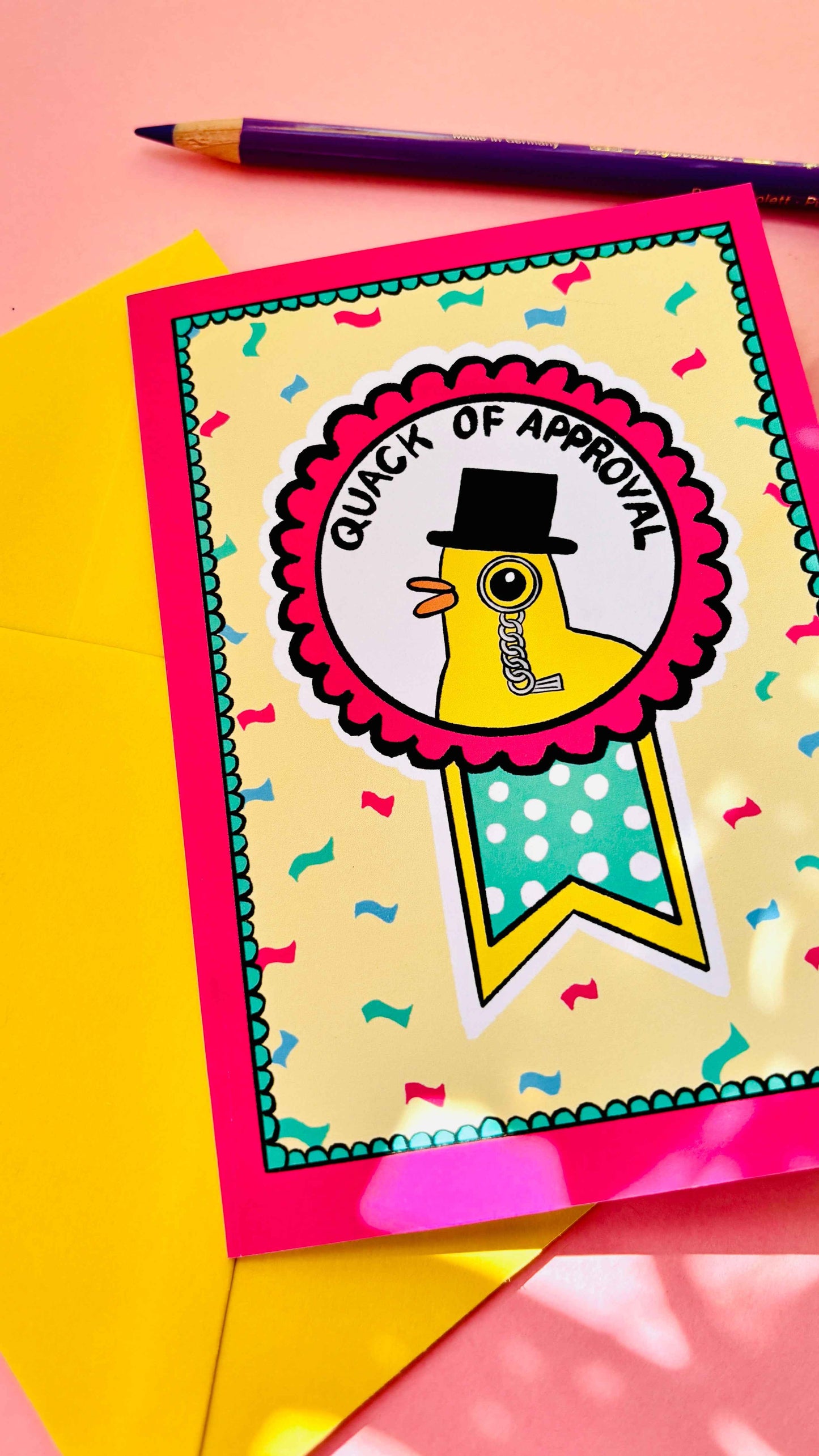 Funny Duck Quack of approval A6 Blank Greetings Card for Graduation, Well done, Engagement etc