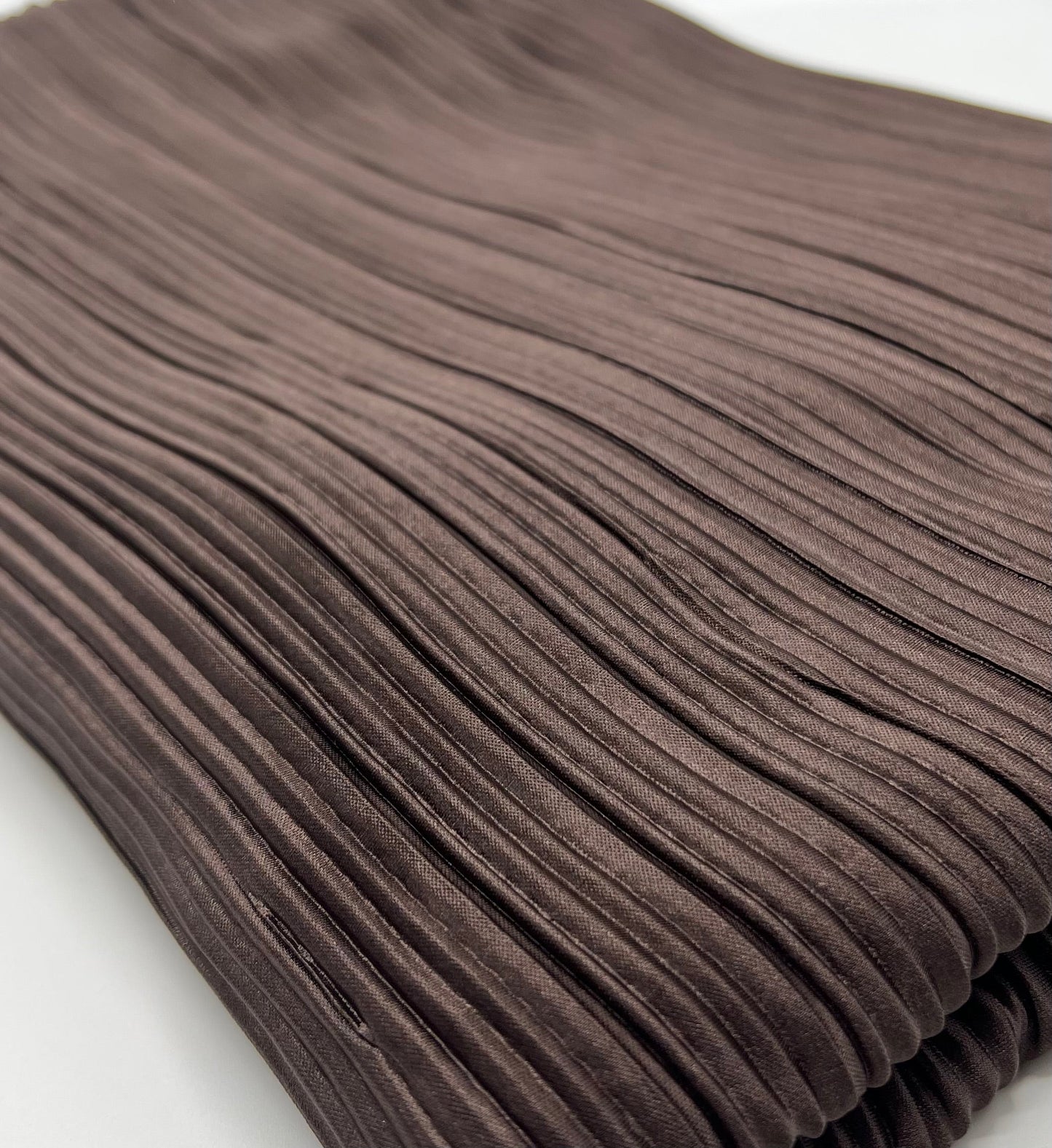 Chocolate Brown Plisse Pleated 2 Way Stretch Fabric