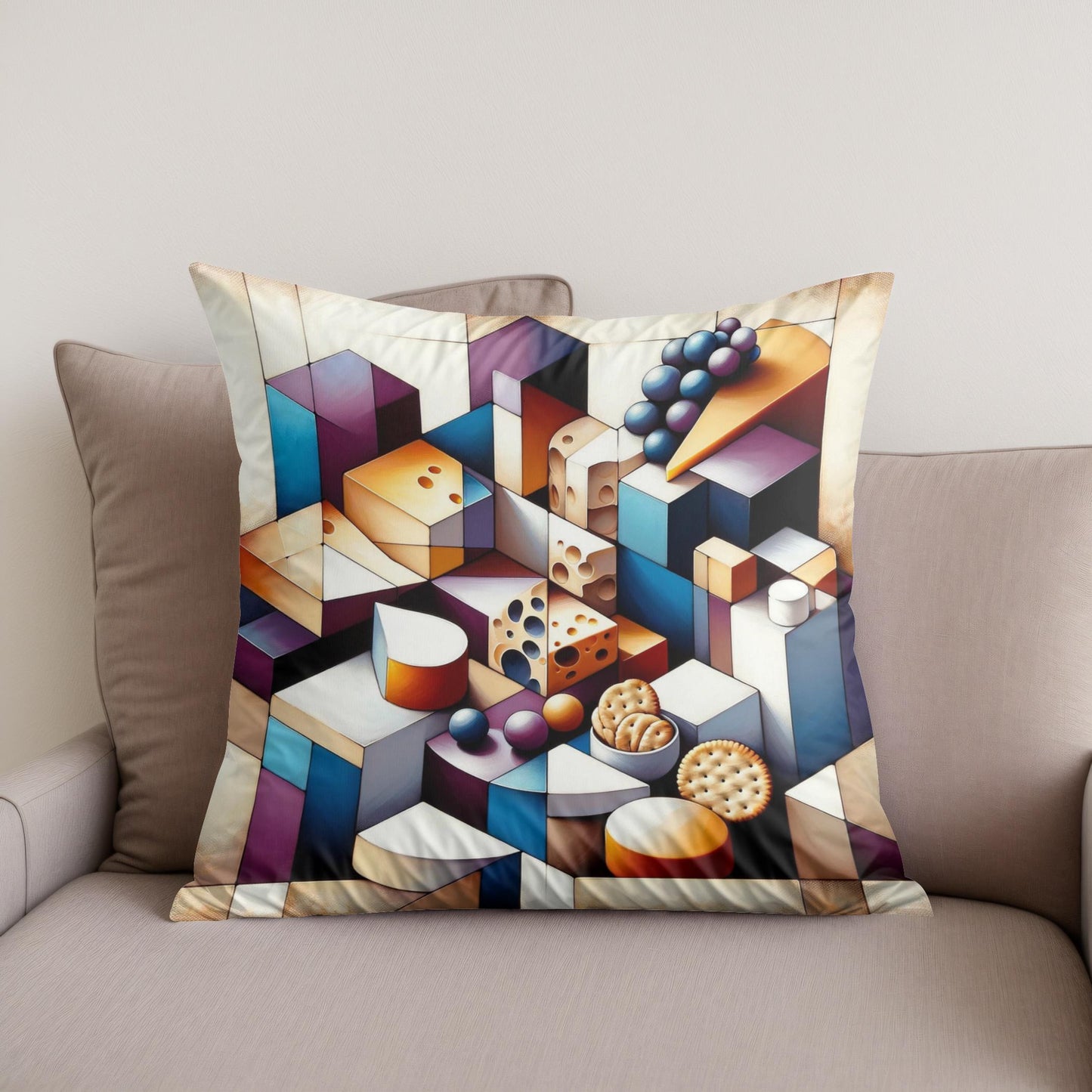 Cheese Platter Geometry Cotton Cushion