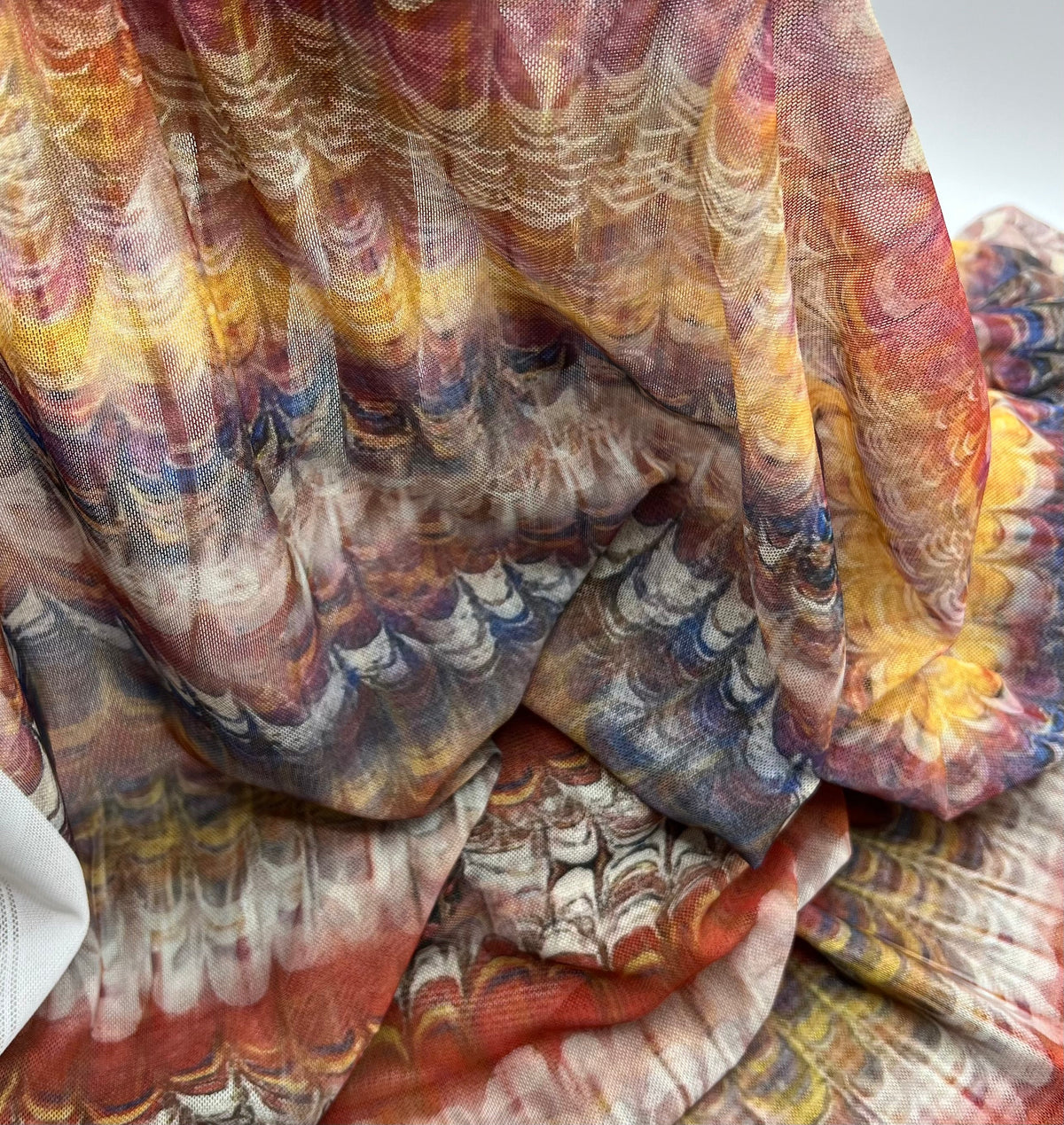 Feather Colourful Stripe Print Mesh Fabric Stretch