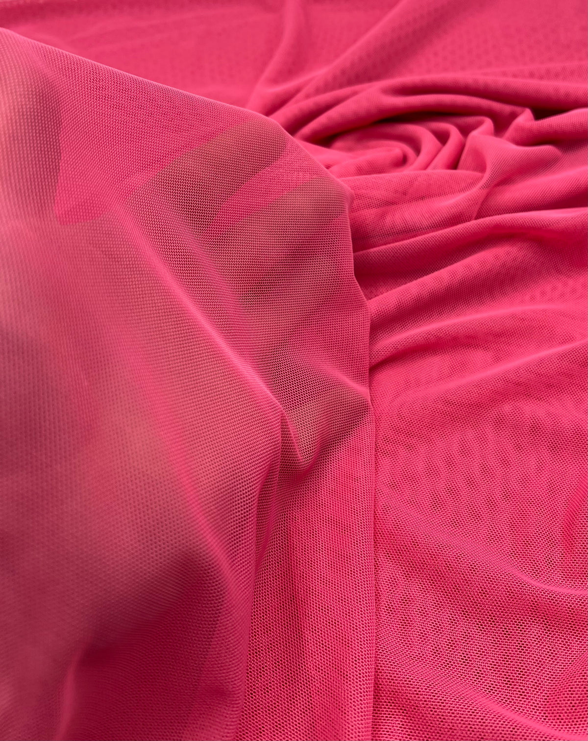 Plain Hot Baby Pink Mesh Fabric Stretch