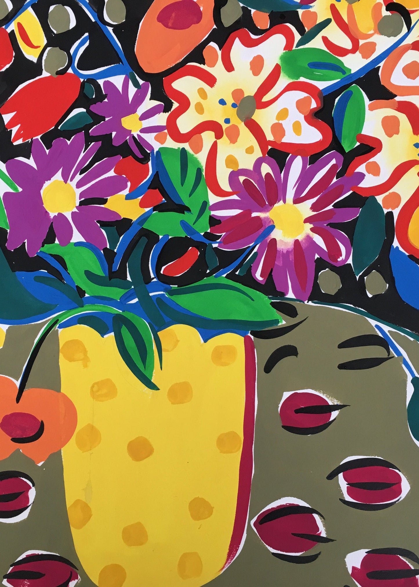 Yellow Spotted Vase Painting