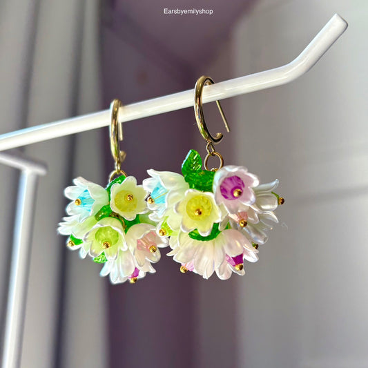 Cool gold plated large  statement floral earrings