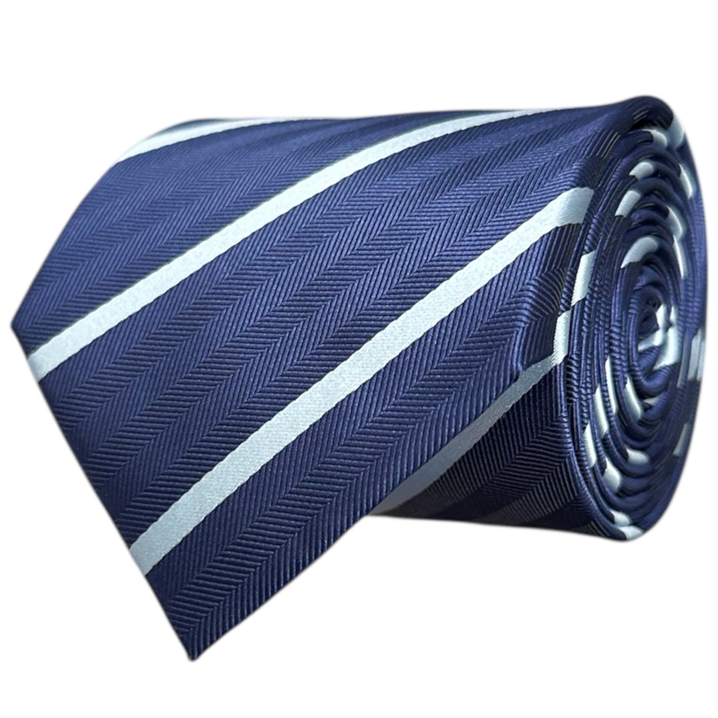 Navy Blue & Light Blue Stripe Tie - Hawksmoor Edit