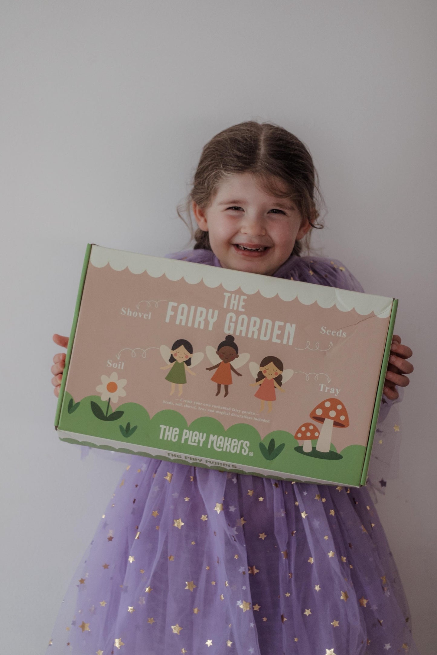 Fairy Garden Starter Kit (Apron,Tray, Shovel, Fairies, Soil & Seeds)