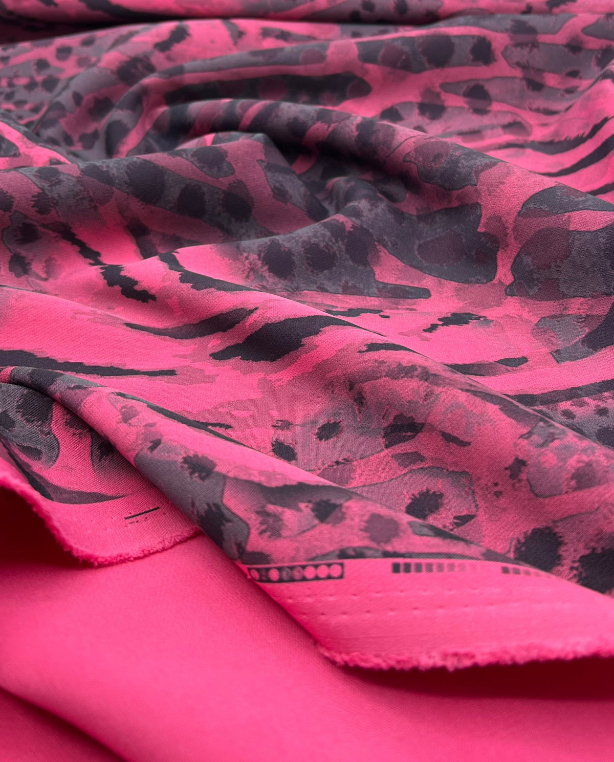 Hot Pink Animal Compact Crepe Fabric 2 Way Stretch