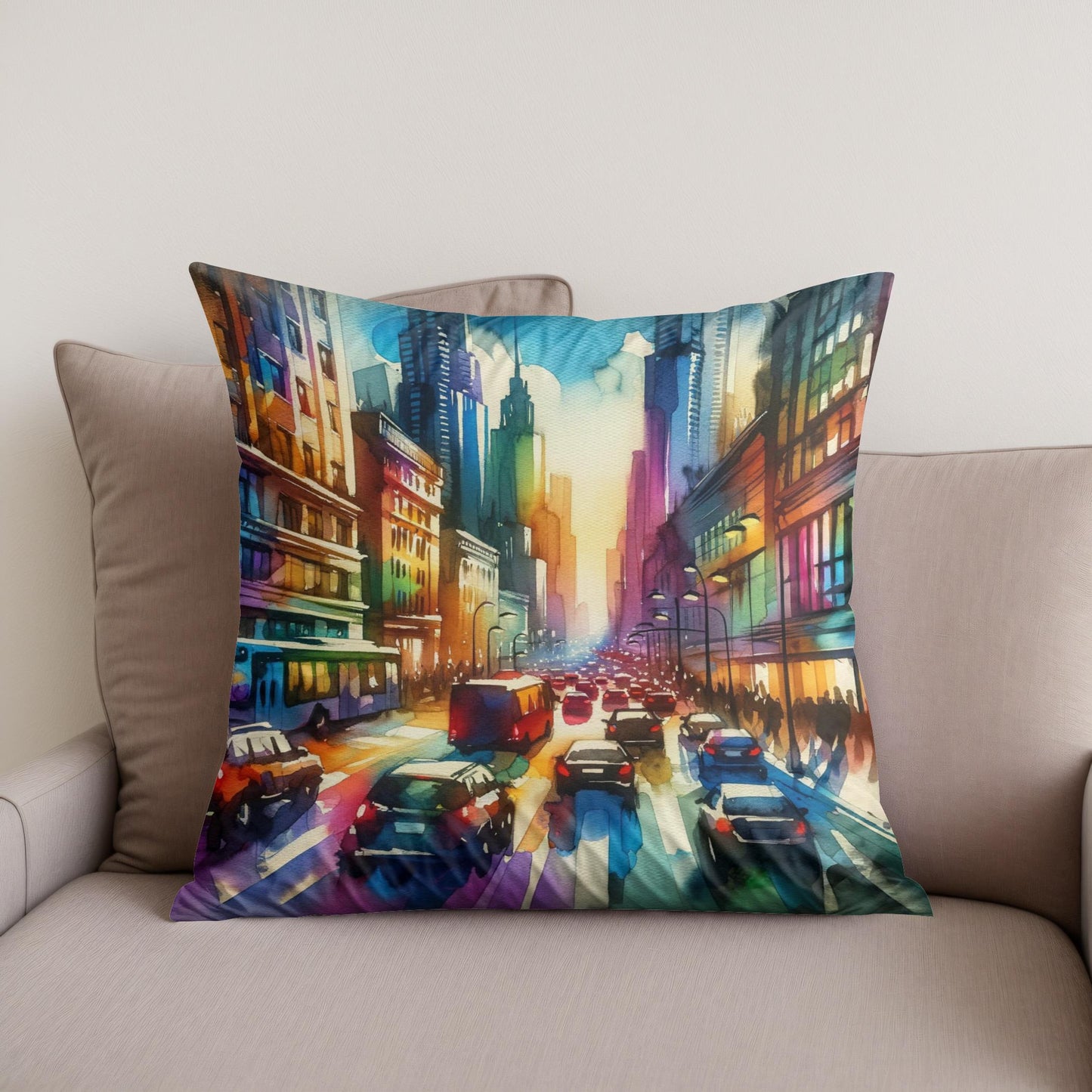 Cityscape Vibrance Cotton Cushion