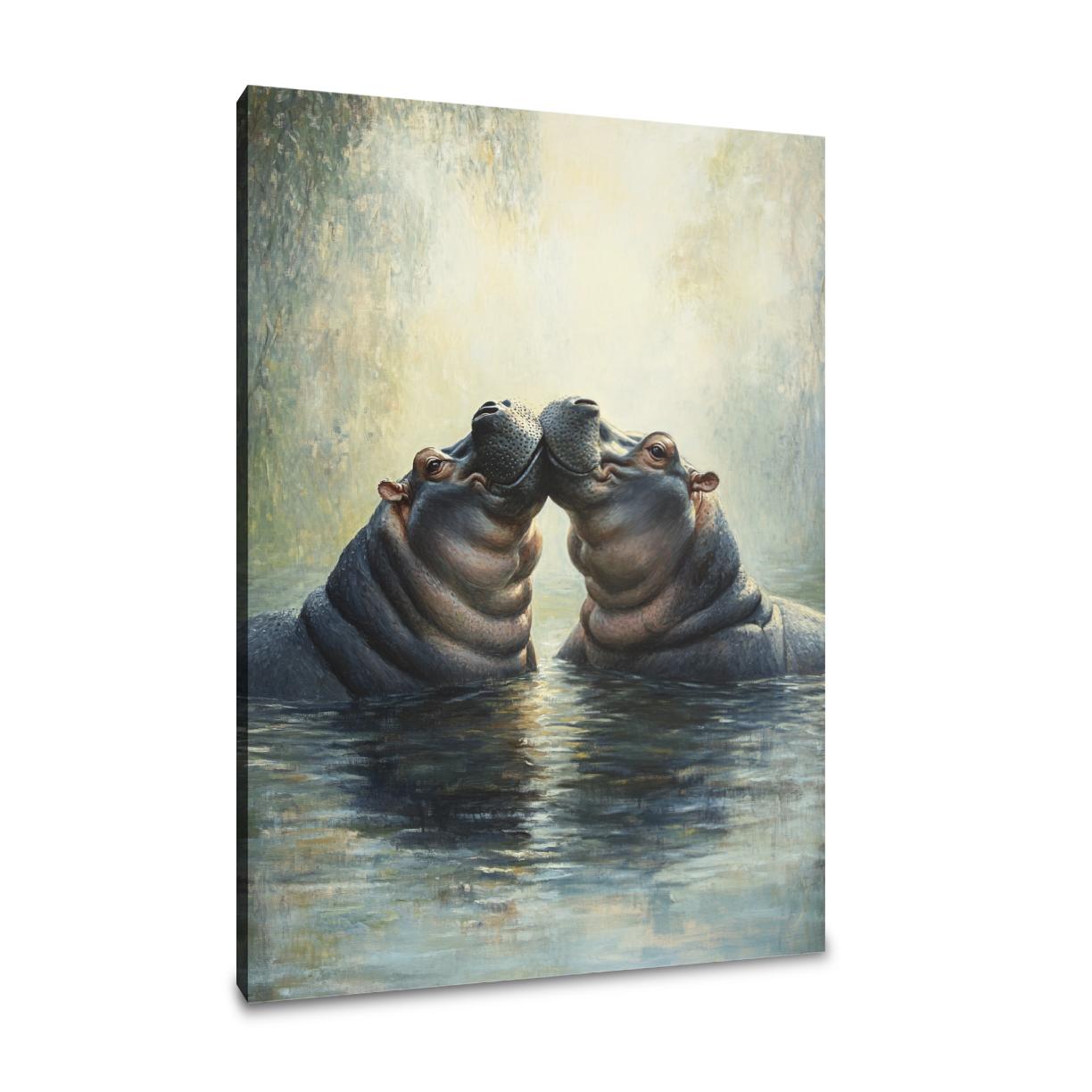 Pastel Hippo Harmony Canvas