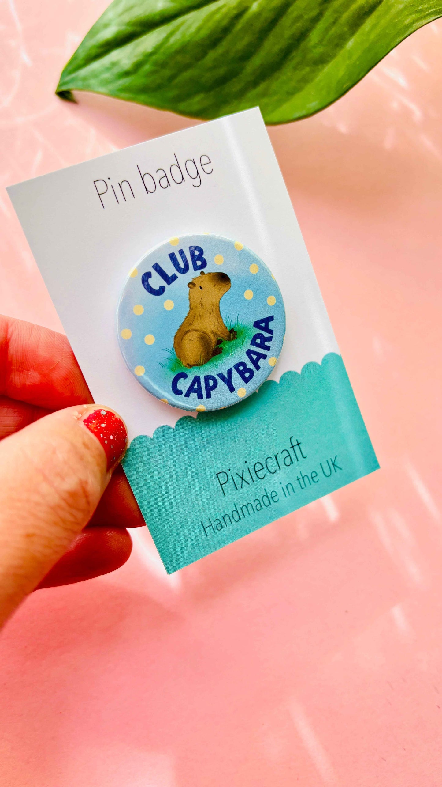 Club Capybara Badge or Fridge Magnet- Handmade Capybara Gift