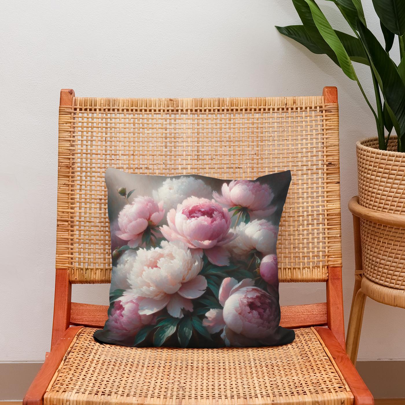 Morning Embrace Peonies Cotton Cushion