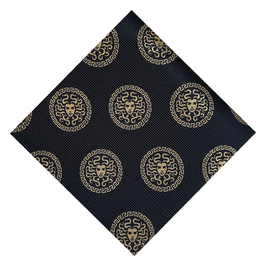 Medusa Pocket Square Black & Gold