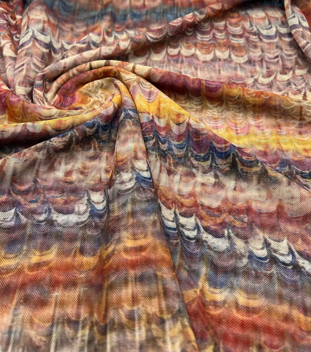 Feather Colourful Stripe Print Mesh Fabric Stretch