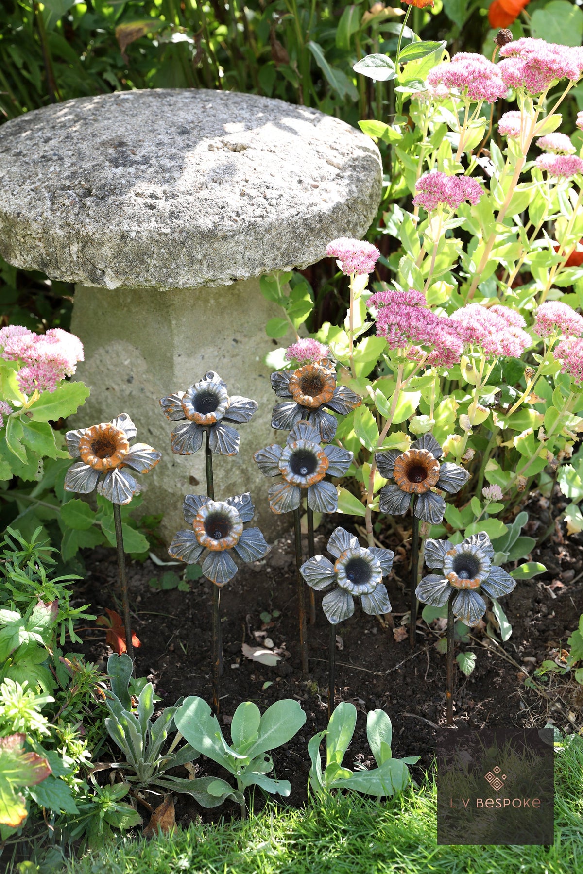 Short Floral Garden Stake