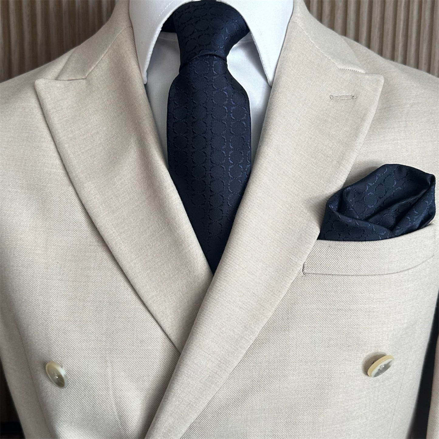 Navy Midnight Blue Textured Pocket Square