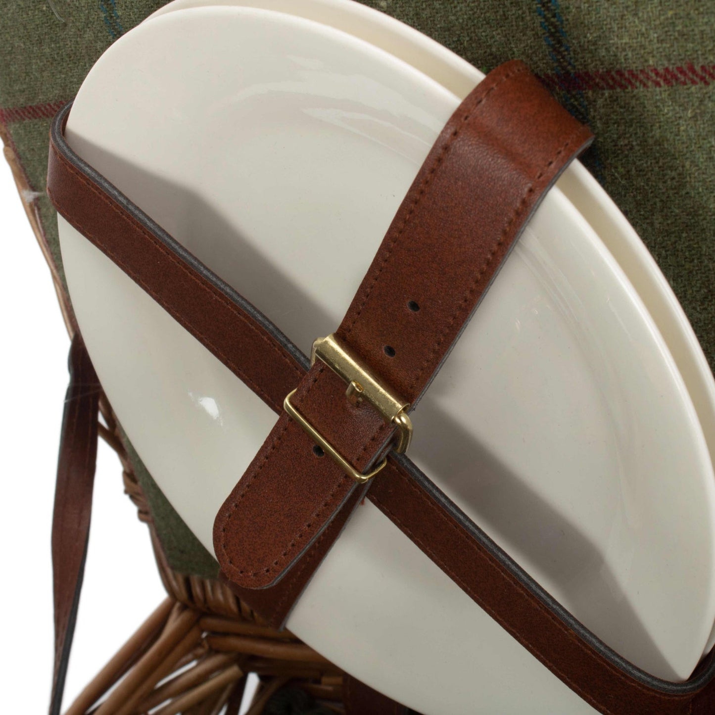 2 Person Green Tweed Double Lidded Hamper