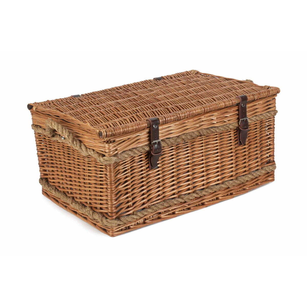 6 Person Rope Handled Green Tweed Hamper