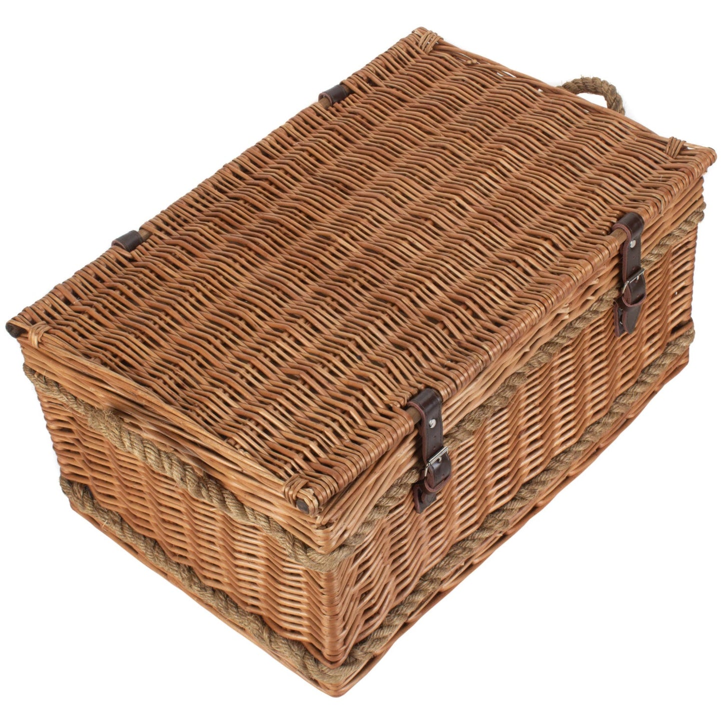 6 Person Rope Handled Green Tweed Hamper