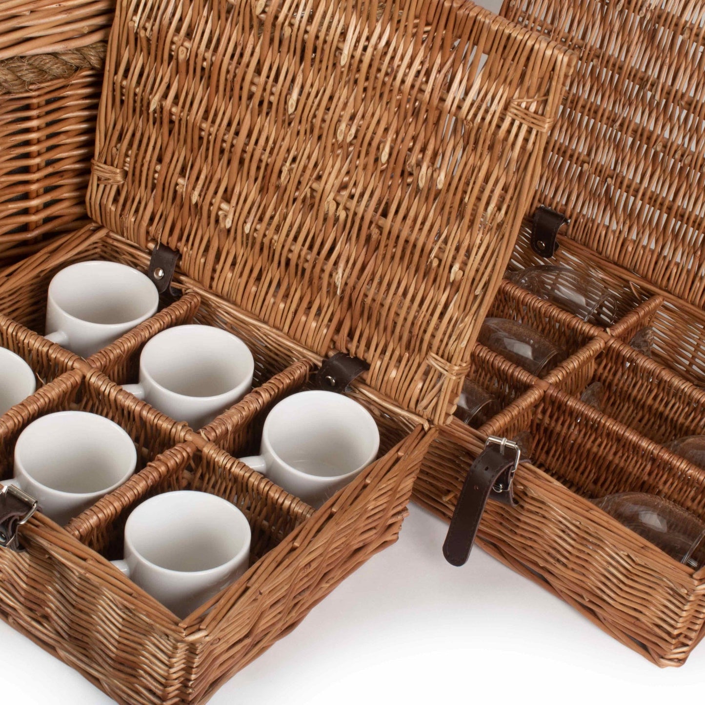 6 Person Rope Handled Green Tweed Hamper