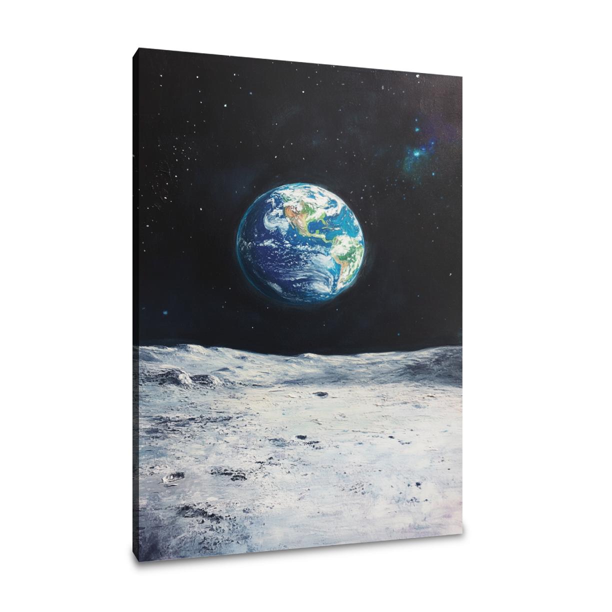 Earthrise Over Moon Canvas