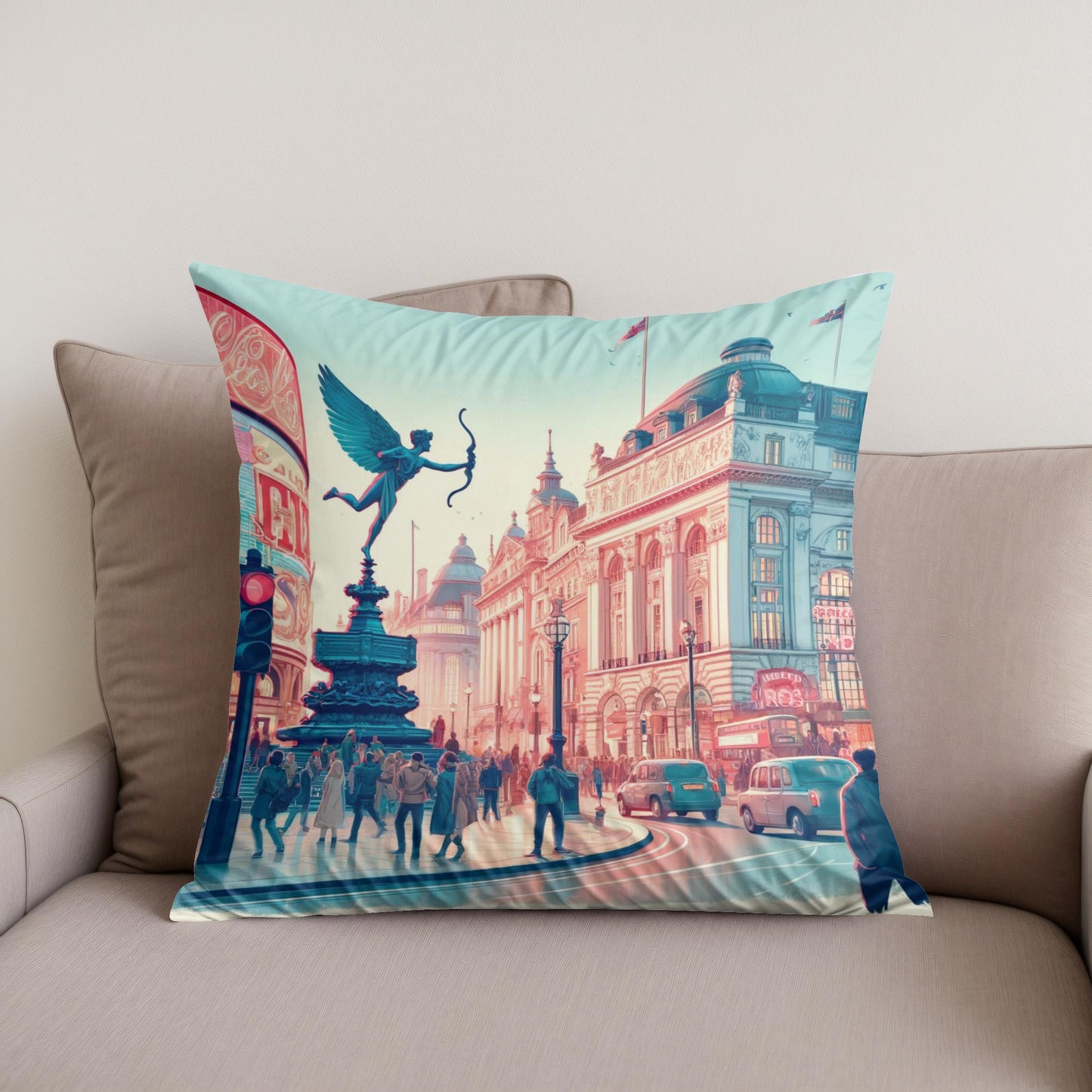 Piccadilly Circus Vibrance Cotton Cushion
