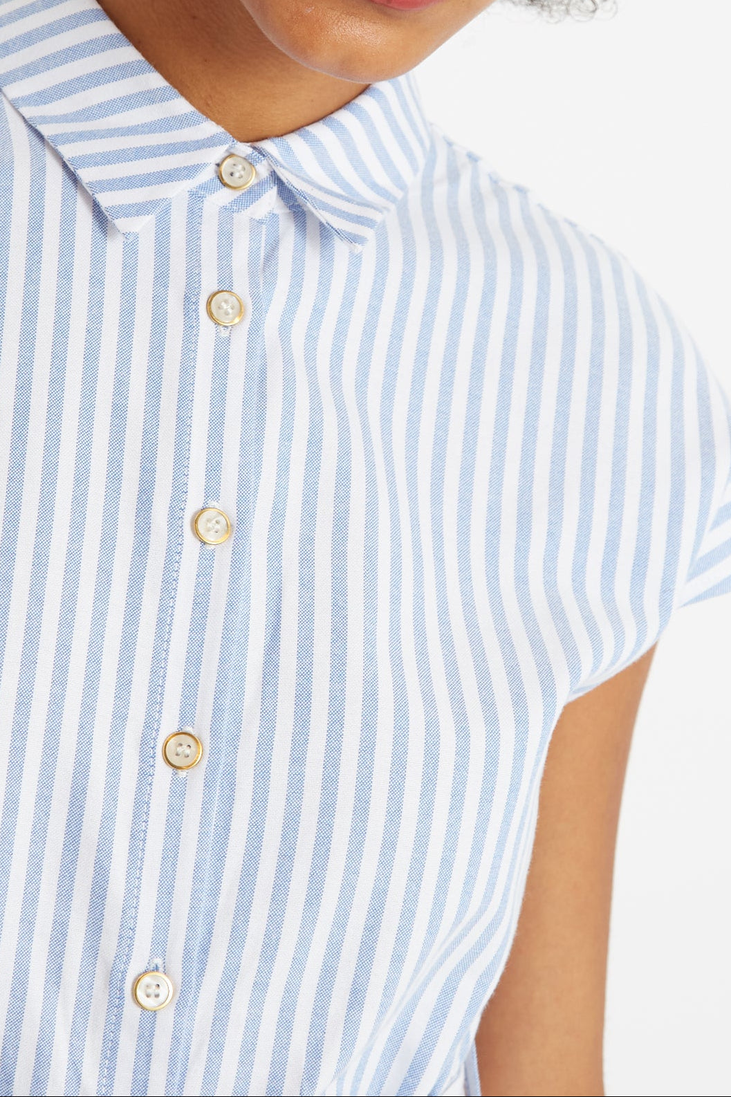 Fleur Sail Stripe Midi Shirt Dress Blue