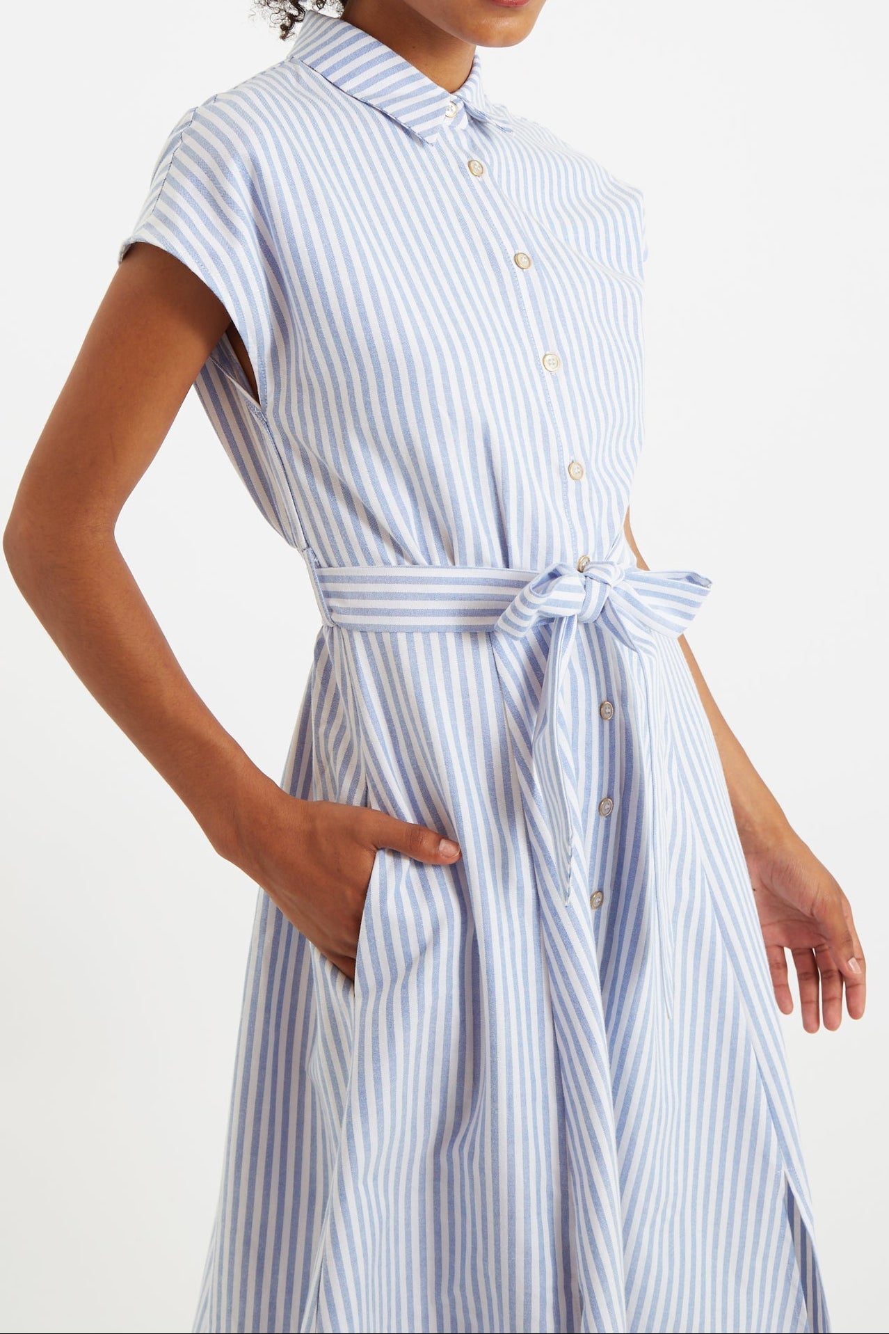 Fleur Sail Stripe Midi Shirt Dress Blue