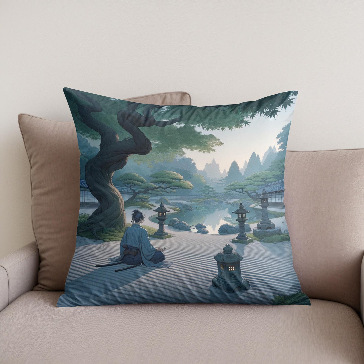 Samurai Serenity Cotton Cushion