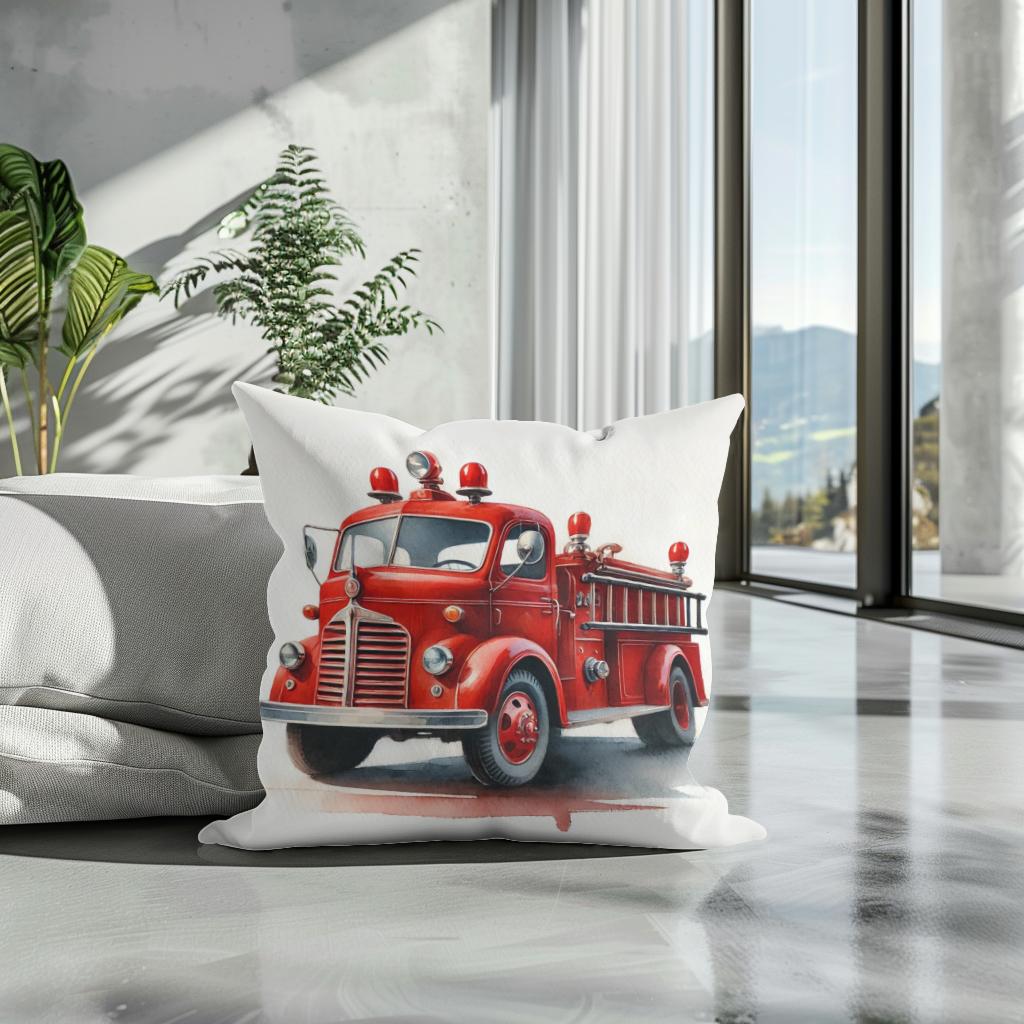 Vintage Fire Truck Cotton Cushion