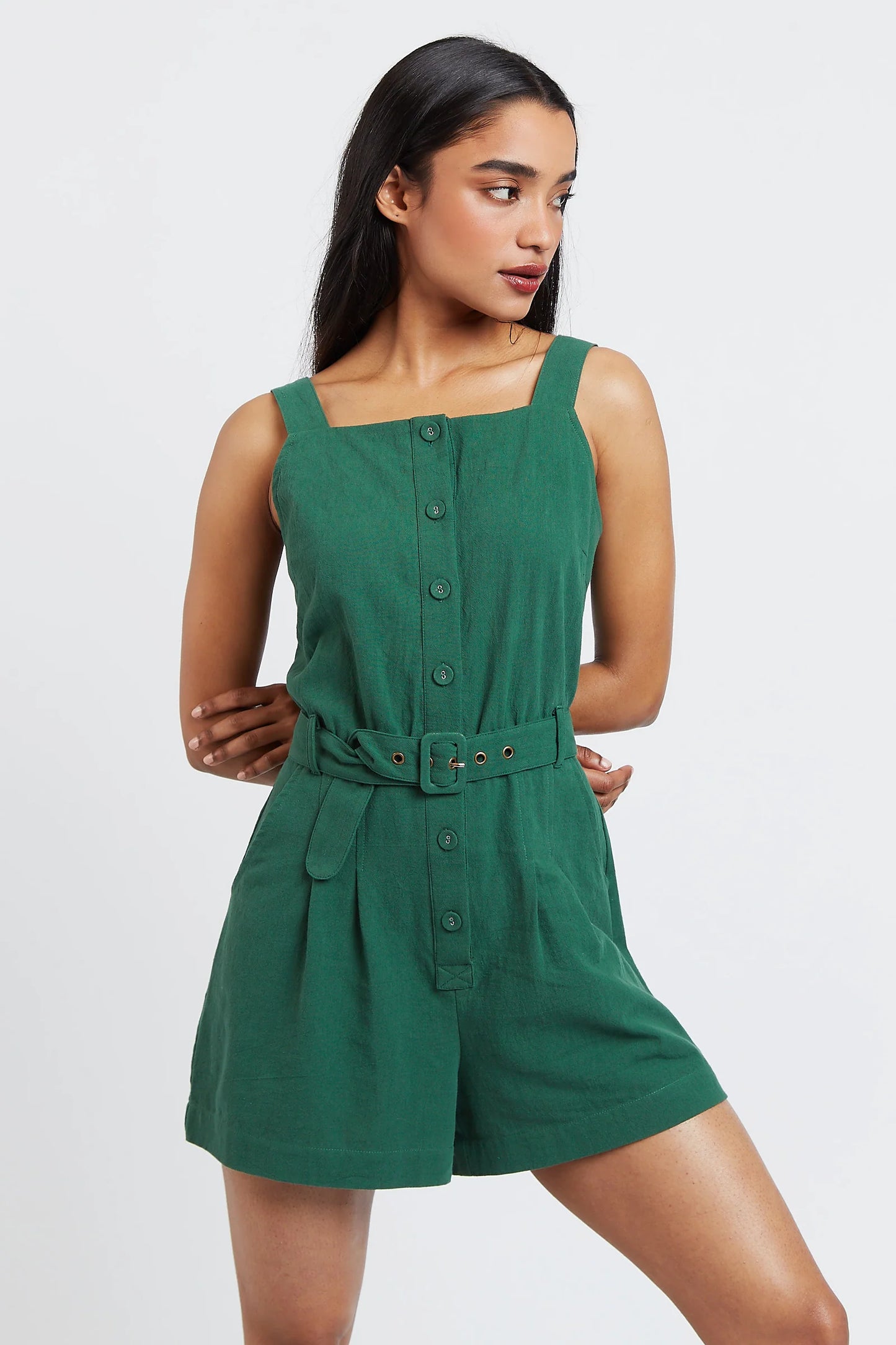 Francesca Belted Green Playsuit