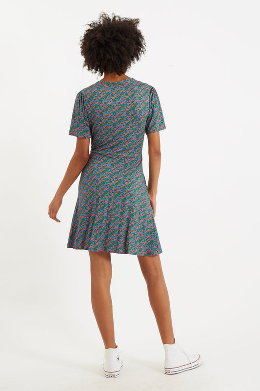 Frankie Spring Bloom Wrap Mini Jersey Dress