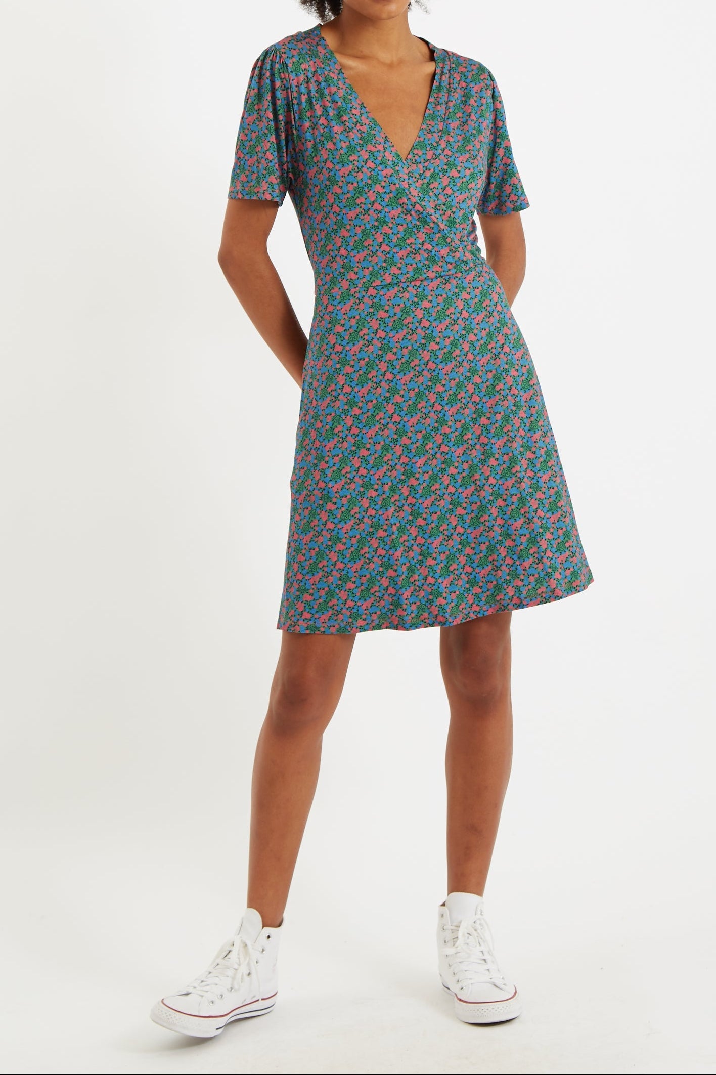 Frankie Spring Bloom Wrap Mini Jersey Dress