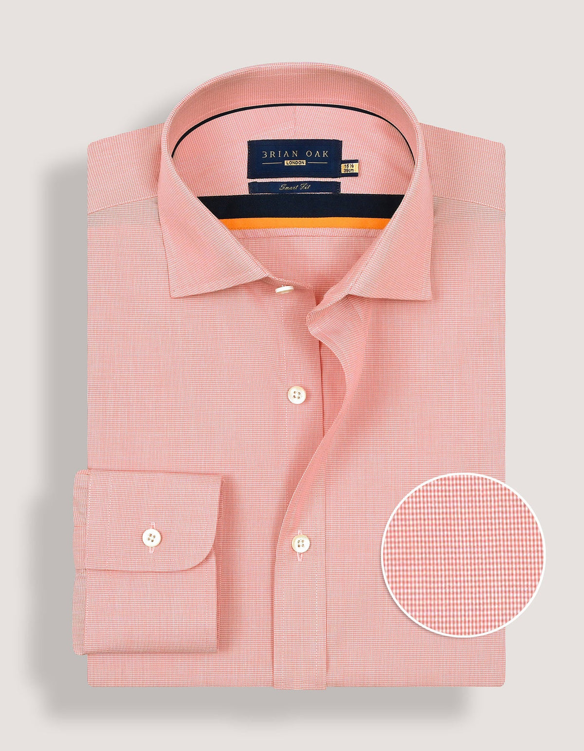 Coral Pink Checkered Formal Shirt
