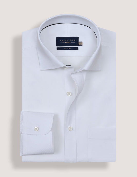 White Self Textured Smart Shirt