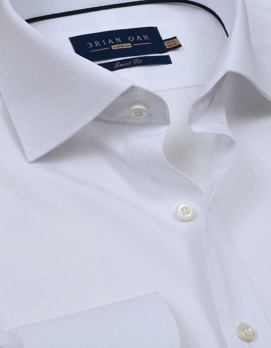 Geometric Self Textured White Shirt