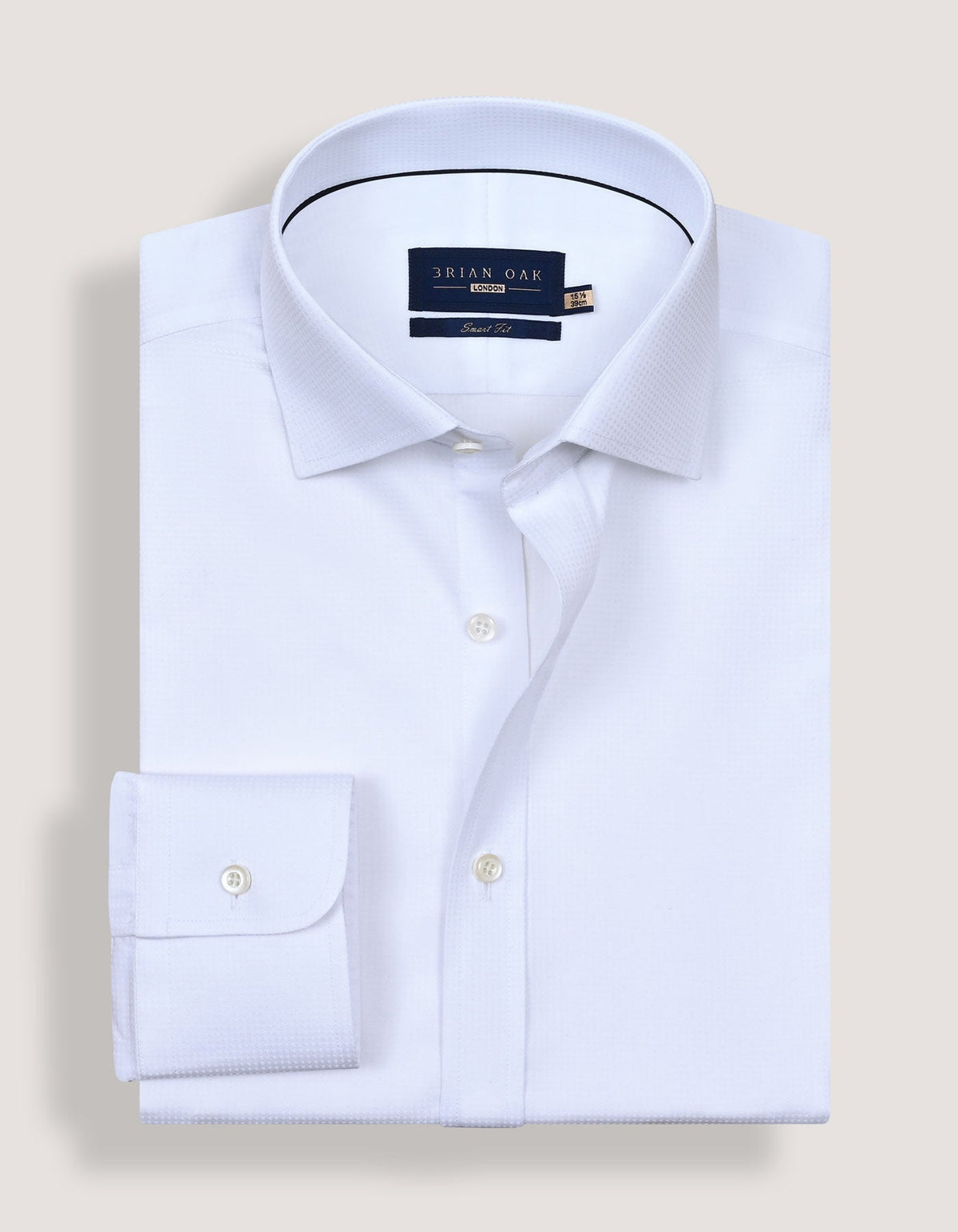 White Dotted Textured Smart Fit Shirt