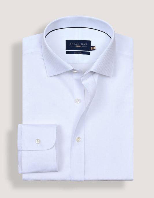 White Dotted Textured Smart Fit Shirt