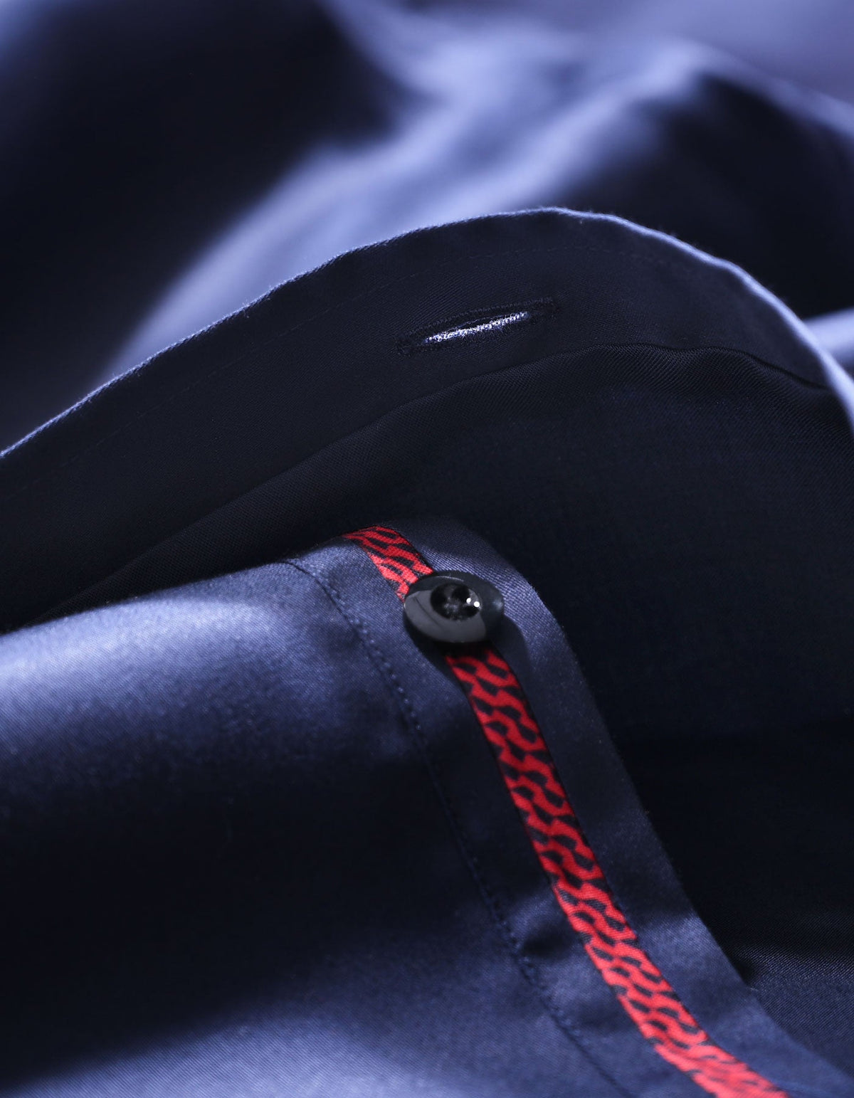Navy Designer Satin Dress Shirt
