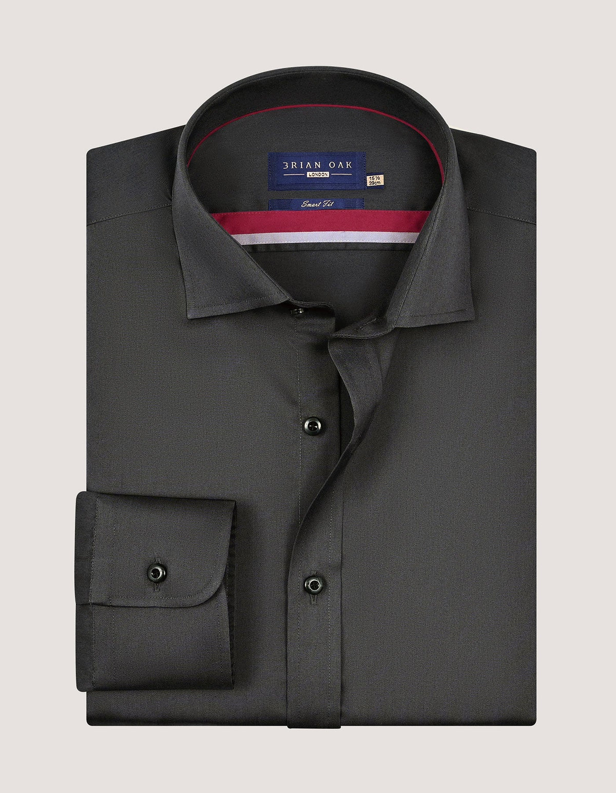 Charcoal Plain Satin Dress Shirt