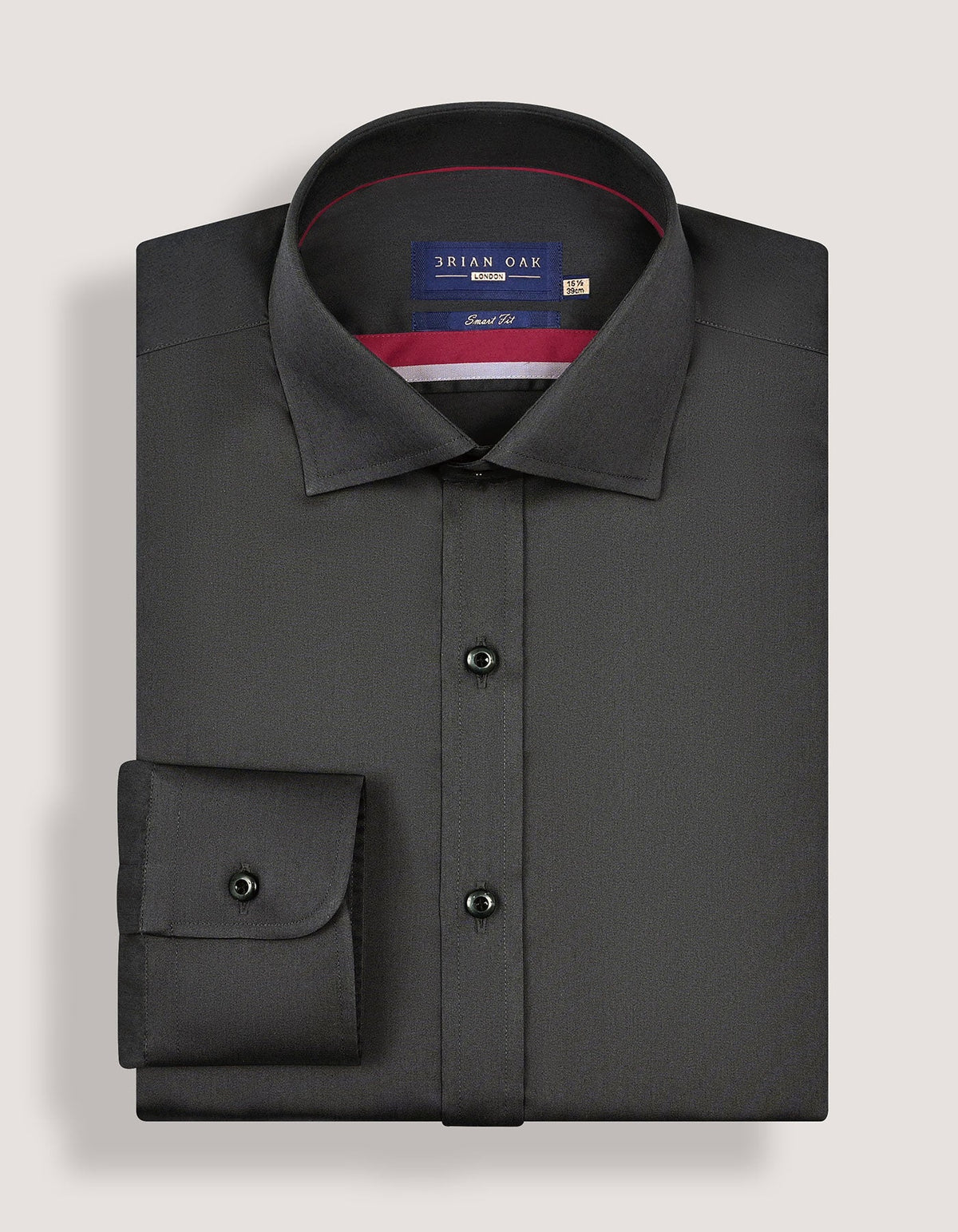 Charcoal Plain Satin Dress Shirt
