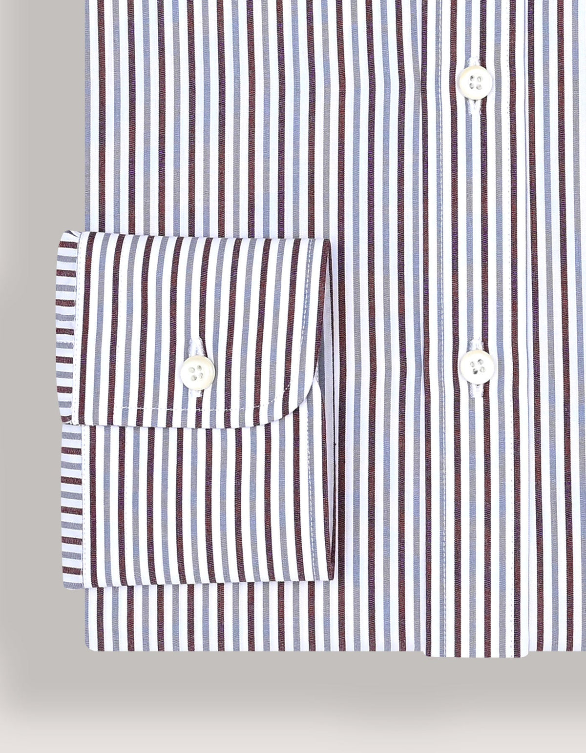 Maroon and Grey Striped Formal Shirt