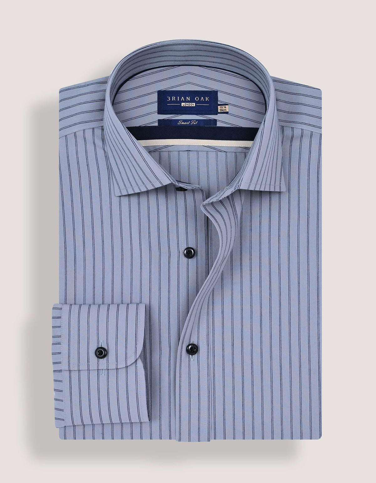 Navy Striped Grey Dress Shirt