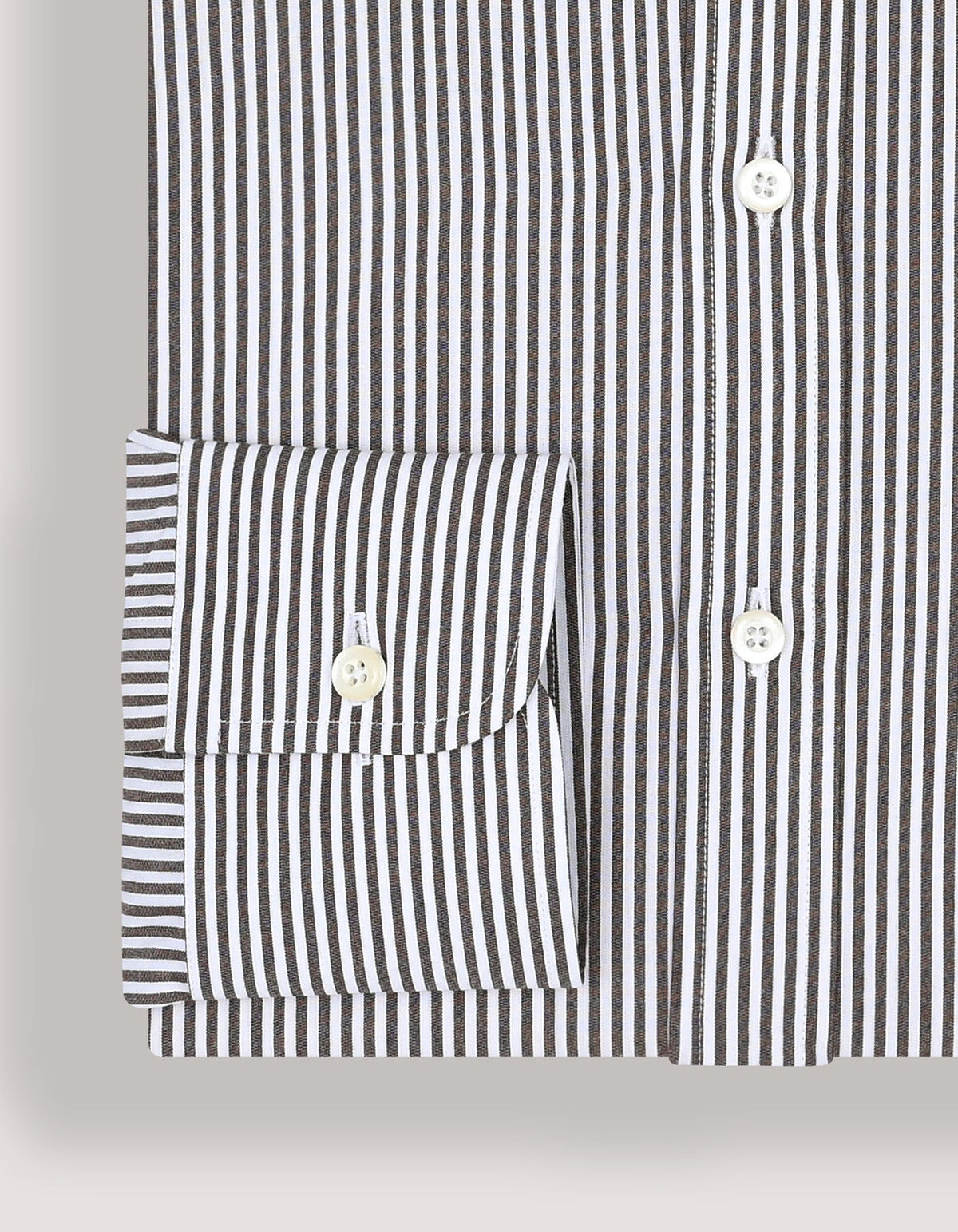 Brown & White Striped Formal Shirt