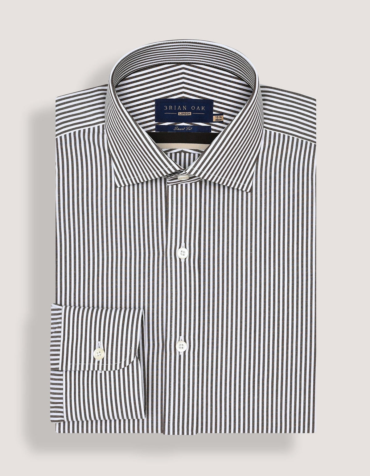 Brown & White Striped Formal Shirt