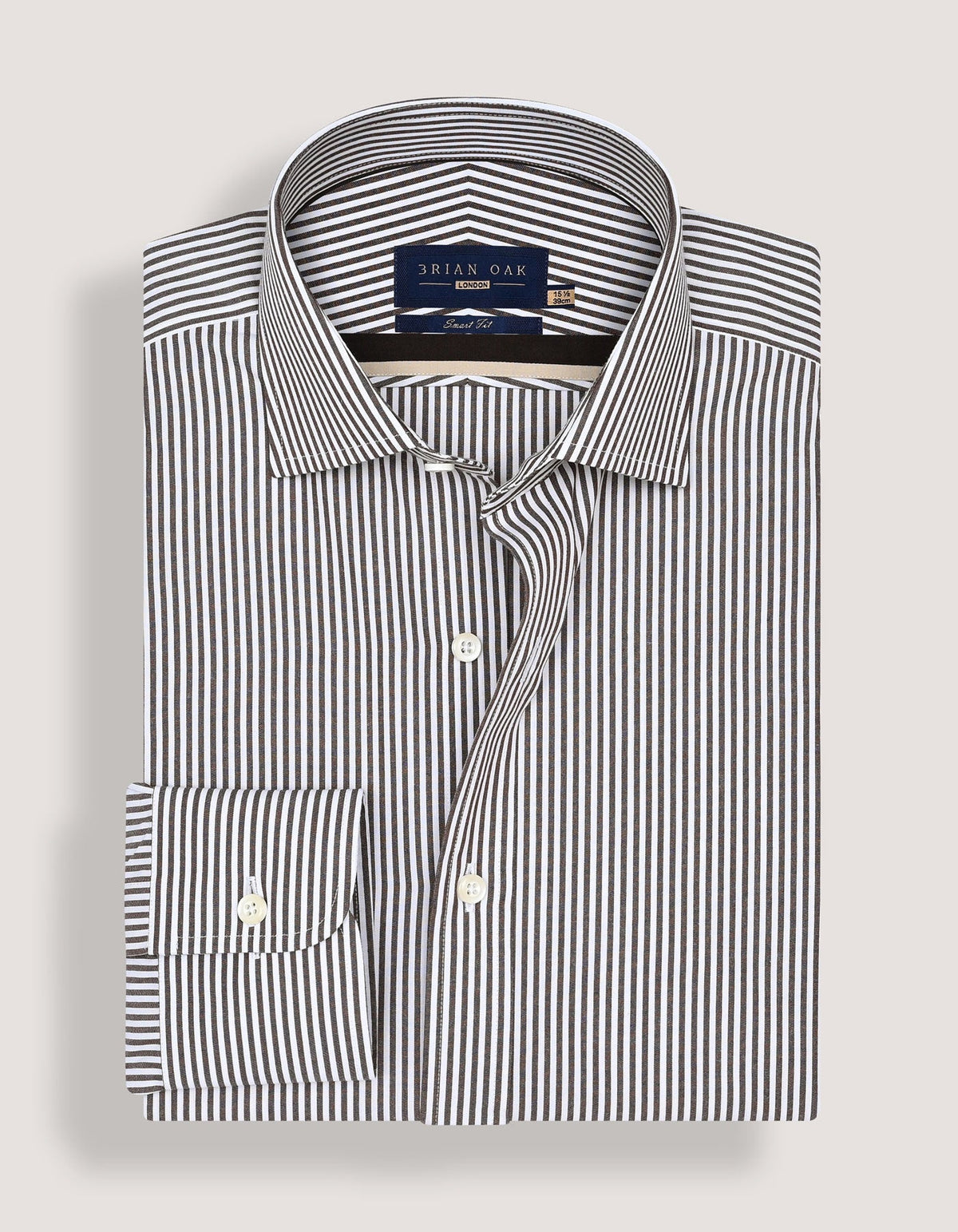 Brown & White Striped Formal Shirt